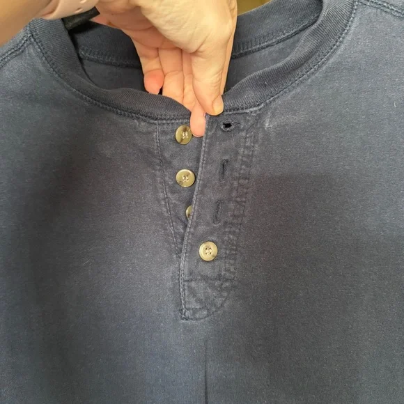 Men’s Small Blue Long Sleeve Henley Shirt - Picture 3 of 4